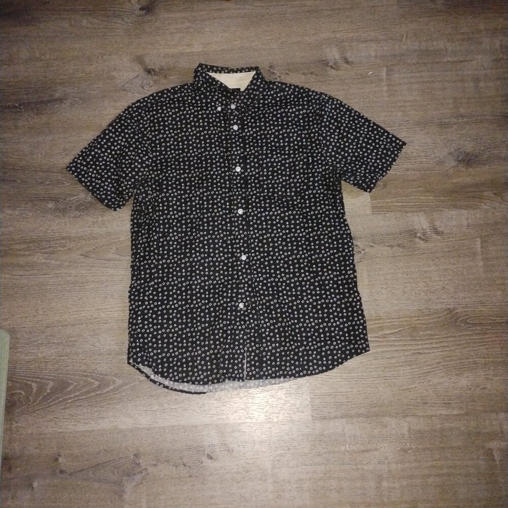 STÜSSY Black & White Dot Pattern Short Sleeve Shirt (Size M)